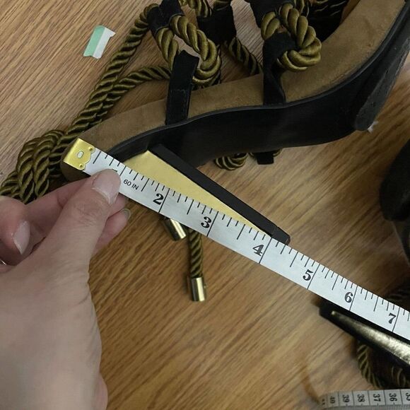 DVF Diane Von Furstenberg Gold rope tie gladiator Heels size US 6 - Picture 8 of 13